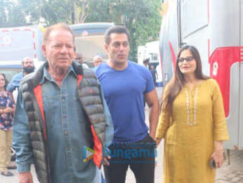 Photos: Salman Khan, Salim Khan and Alvira snapped promoting Bharat at Mehboob studios