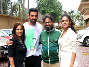 Photos: John Abraham, Mrunal Thakur and Nikhil Advani snapped promoting their film Batla House at JW Marriott in Juhu