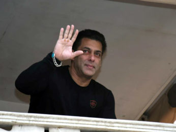 Salman Khan greets fans from his residence in Bandra