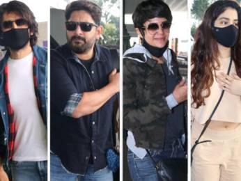 Spotted - Kartik Aaryan, Arshad Warsi, Mandira Bedi, Janhvi Kapoor, Khushi Kapoor and Nupur Sanon at Airport