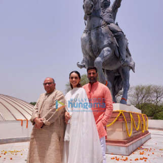 Photos: Akshay Kumar, Manushi Chhillar, and Dr. Chandraprakash Dwivedi snapped promoting the film Samrat Prithviraj at Rai Pithora Fort in Delhi