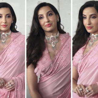 Nora Fatehi makes  internet swoon over in blush pink saree and deep neck blouse for Dance Deewane Juniors shoot