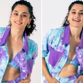 Taapsee Pannu embraces tie-dye trend by donning a coordinated outfit for the promotions of Shabash Mitthu