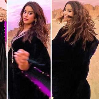 Janhvi Kapoor in Sureena Chowdhri's black velvet Kaftan carries trend like a pro