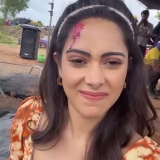 Nushrratt Bharuccha shares a sneak peak from sets as she shoots for an intense action scene, shares bloody look