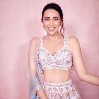 Karisma Kapoor’s dusty rose pink lehenga by Lashkara is sure to stand out at any event