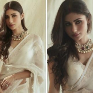 Mouni Roy looks enchanting in a dazzling white saree for Durga Ashtami celebrations