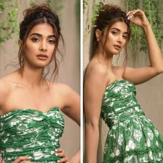 Pooja Hegde’s strapless green and white printed dress is a weekend must-have